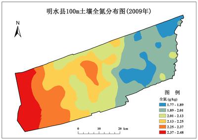 明水县100m土壤全氮分布数据集(2009年)