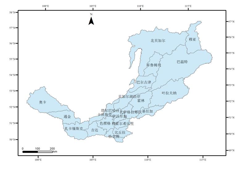 俄罗斯布里亚特共和国1比100万行政区划数据