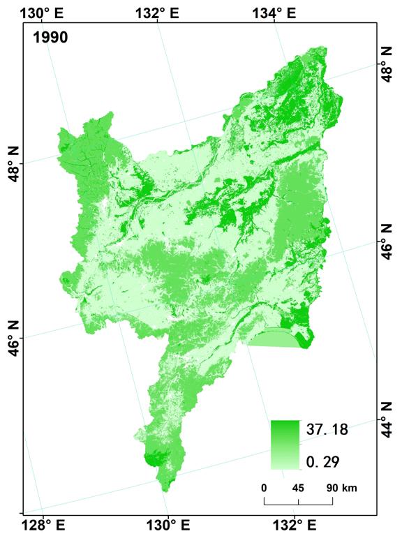 三江平原30m、1km分辨率湿地保护工程生态成效评估数据集1990年与2000年与2015年